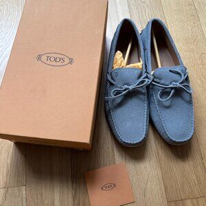 Tod's Men's RUBBER MOCASSIN DARK CLAY Gommino Driving Shoes 38 Gray Loafer